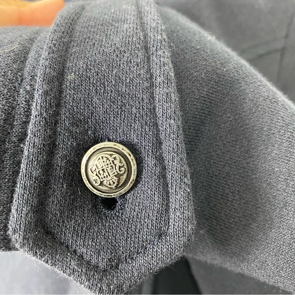 Talbots French Terry Double Breasted Military Style Jacket Navy Blue Sz L EUC - Picture 3 of 7